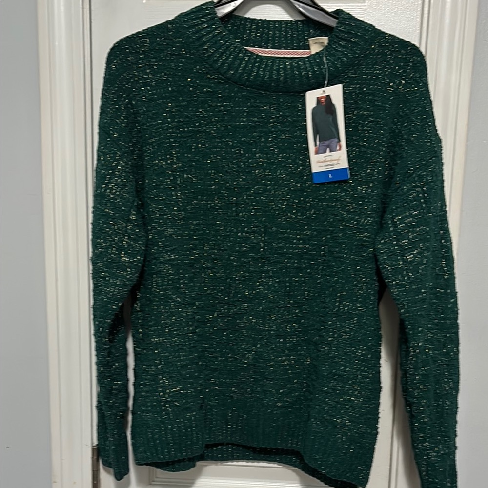 Weatherproof Vintage Ladies' Fairisle crewneck Sweater SIZE L GREEN NWT